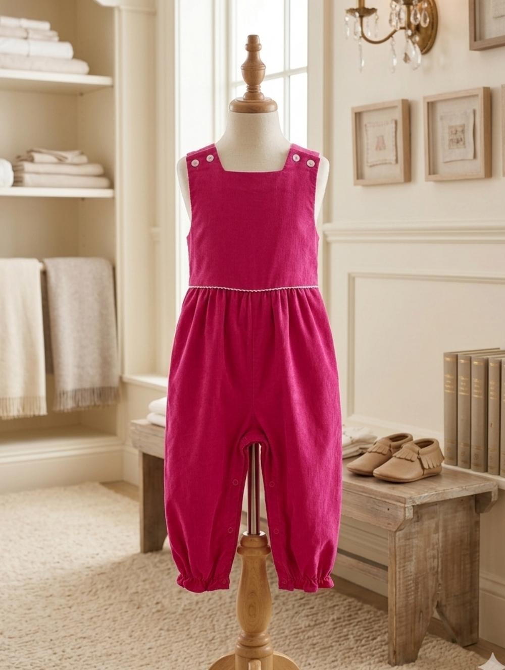 Bailey Boys Pink Corduroy Overalls Bow Back NWT Sz 24M